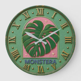 Reloj Redondo Grande Monstera Leaf Botanical 