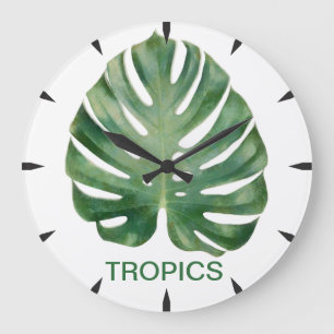 Reloj Redondo Grande Monstera Leaf Tropical