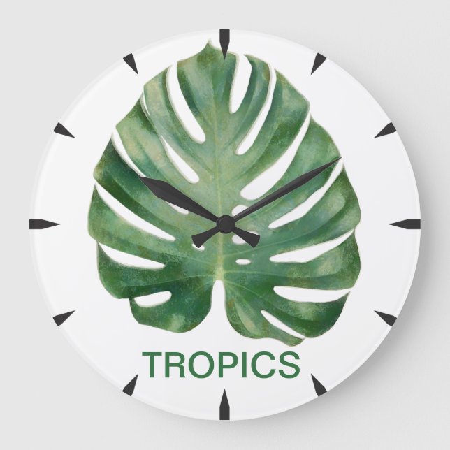 Reloj Redondo Grande Monstera Leaf Tropics (Anverso)
