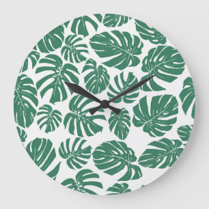 Reloj Redondo Grande Monstera se deja sin costura, con un patrón decora