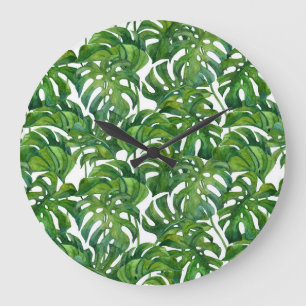 Reloj Redondo Grande Monstera verde deja a los tropicales sin foco