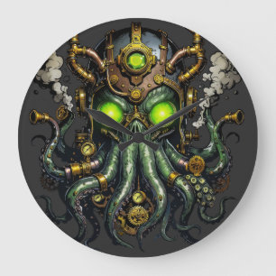 Reloj Redondo Grande monstruo Cthulhu steampunk