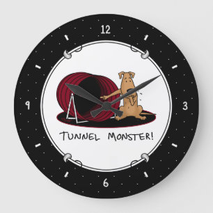Reloj Redondo Grande Monstruo del túnel - aguda perro nervioso