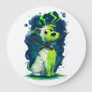 Reloj Redondo Grande Monstruo Mut � Perrito Lindo de Halloween