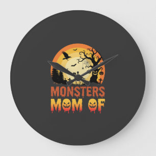 Reloj Redondo Grande Monstruos de Halloween Mamá de la Familia Esquelet