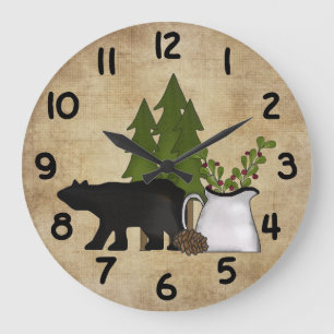Reloj Redondo Grande Montaña encantadora del país del oso rústico de la
