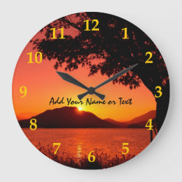 Reloj Redondo Grande Montaña hermosa del lago sunset del amarillo