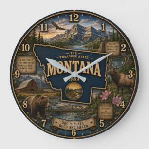 Reloj Redondo Grande Montana State Treasure State Mountain  Wildlife