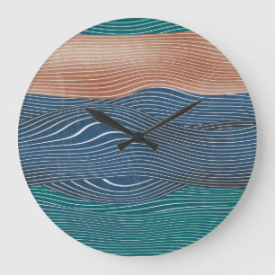 Reloj Redondo Grande Montañas paisajísticas naturales: patrón sin fisur