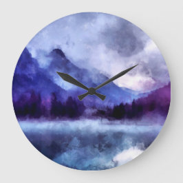 Reloj Redondo Grande Montañas púrpuras de Alaska | Pintura paisajística