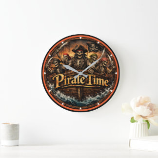 Reloj Redondo Grande Montauk Salvage Co. Pirate Time Wall Clock
