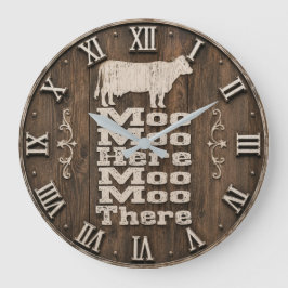 Reloj Redondo Grande Moo Moo Here Moo Moo There Rustic Farmhouse Cow