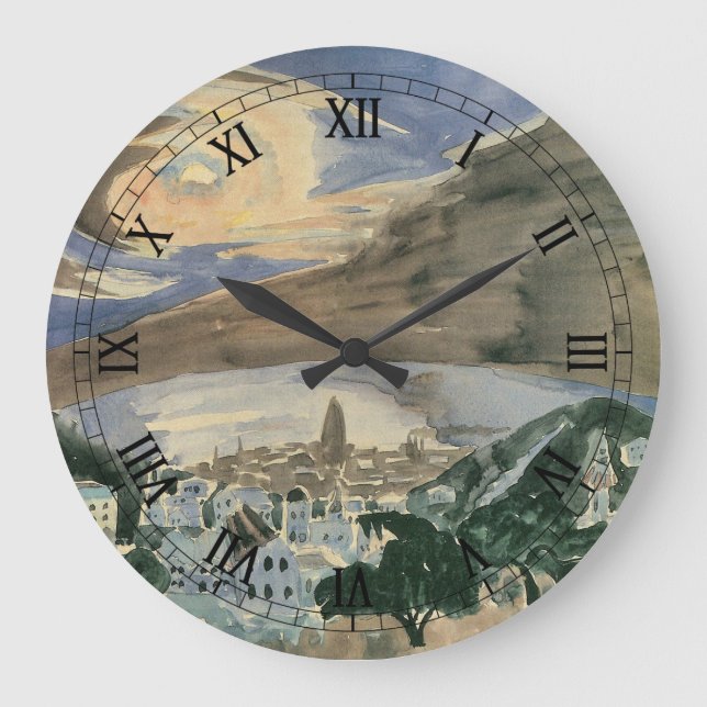 Reloj Redondo Grande Moon Over Barcelona por Walter Gramatte (Anverso)