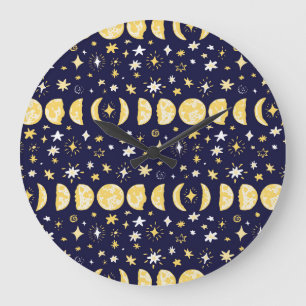 Reloj Redondo Grande Moon Phases Stars Vintage Background