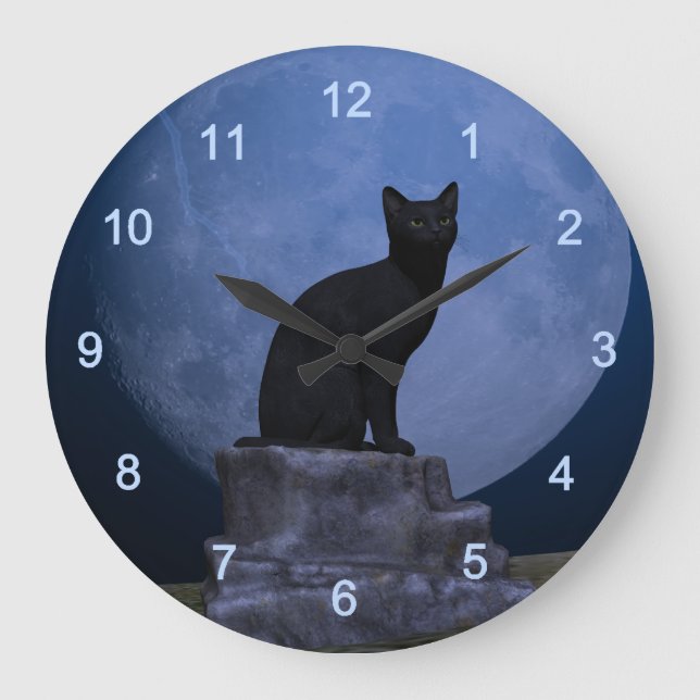 Reloj Redondo Grande Moonlit Cat (Anverso)