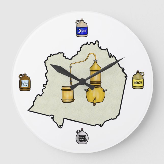 Reloj Redondo Grande Moonshine Still and Jugs Wall Clock                (Anverso)