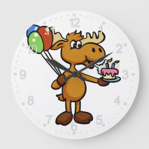 Reloj Redondo Grande Moose con globo y torta   elegir el color de vuelt