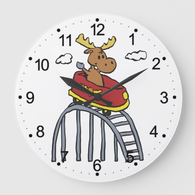 Reloj Redondo Grande Moose on Roller Coaster | elegir color de fondo (Anverso)