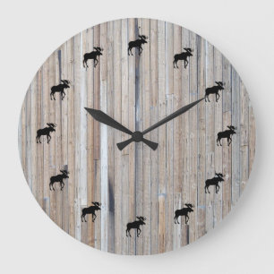 Reloj Redondo Grande Moose Time Barn Wood Clock Design