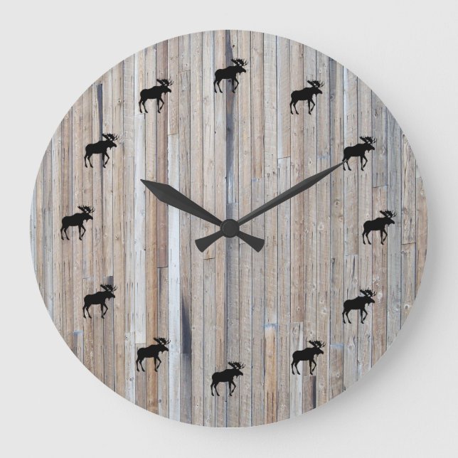 Reloj Redondo Grande Moose Time Barn Wood Clock Design (Anverso)