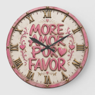 Reloj Redondo Grande More Amor Por Favor Romantic Spanish Pink Farm
