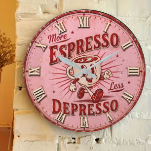 Reloj Redondo Grande More Espresso Less Depresso