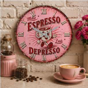 Reloj Redondo Grande More Espresso Less Depresso