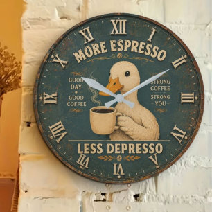 Reloj Redondo Grande More Espresso Less Depresso Coffee Lover