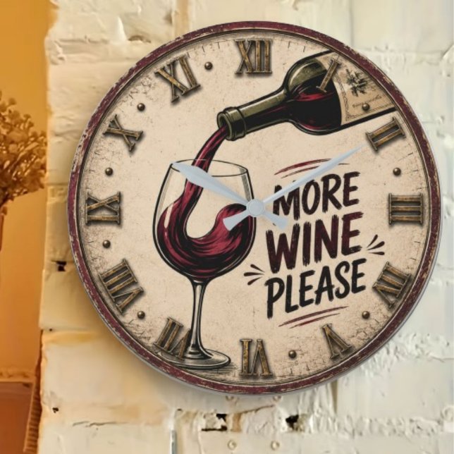 Reloj Redondo Grande More Wine Please Rustic Home Bar (Subido por el creador)