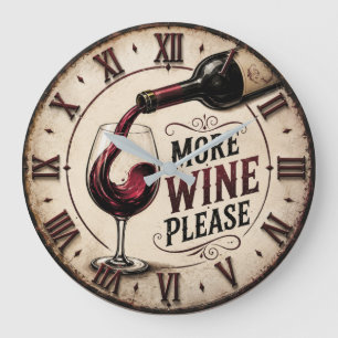 Reloj Redondo Grande More Wine Please Rustic Vineyard Home Bar