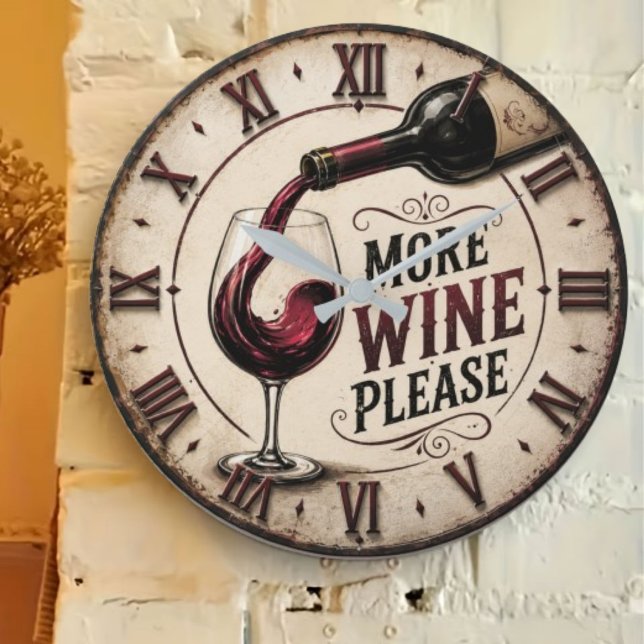 Reloj Redondo Grande More Wine Please Rustic Vineyard Home Bar (Subido por el creador)
