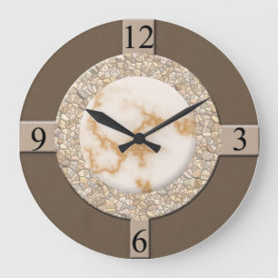 Reloj Redondo Grande Moreno/Brown/piedra
