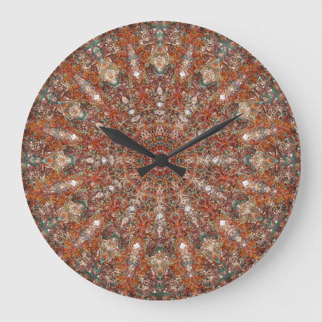 Reloj Redondo Grande Moroccan mandala pattern in terracotta tones (Anverso)