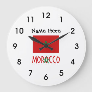 Reloj Redondo Grande Morocco and Moroccan Flag with Your Name