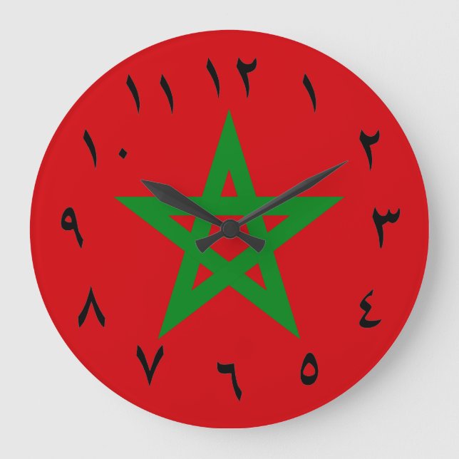 Reloj Redondo Grande Morocco Flag Arabic Numbers (Anverso)
