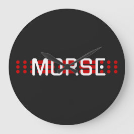 Reloj Redondo Grande MORSE SOS - Diseño de código de señal roja