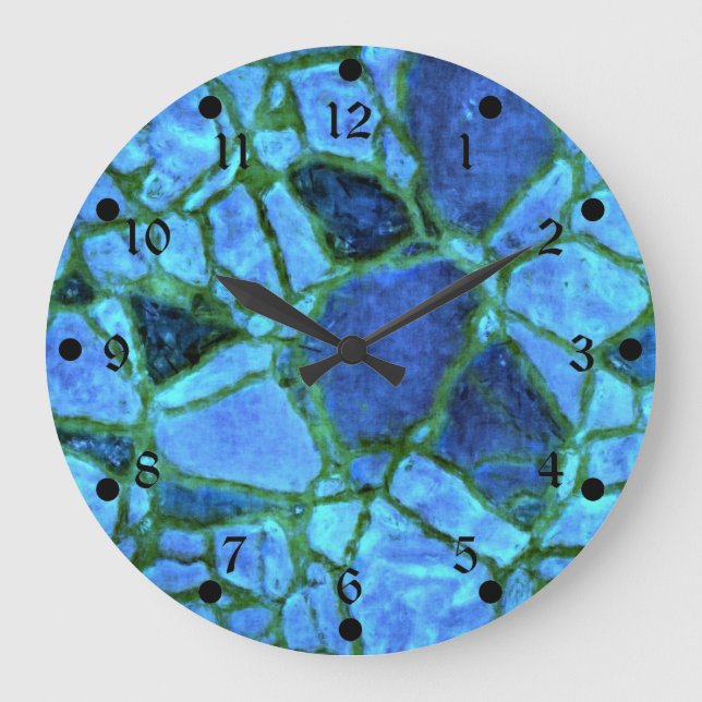 Reloj Redondo Grande Mosaico azul índigo (Anverso)