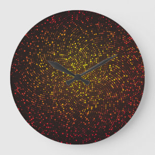 Reloj Redondo Grande Mosaico brillante, fondo amarillo-rojo oscuro.