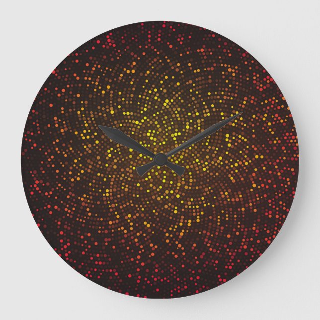 Reloj Redondo Grande Mosaico brillante, fondo amarillo-rojo oscuro. (Anverso)