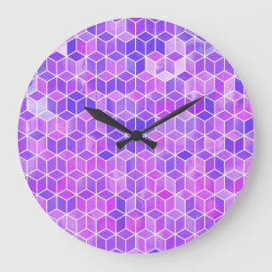 Reloj Redondo Grande Mosaico de verano: Fusión de cubos acuáticos