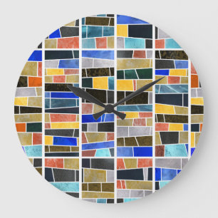 Reloj Redondo Grande mosaico de vidrio abstracto: textura de alta resol
