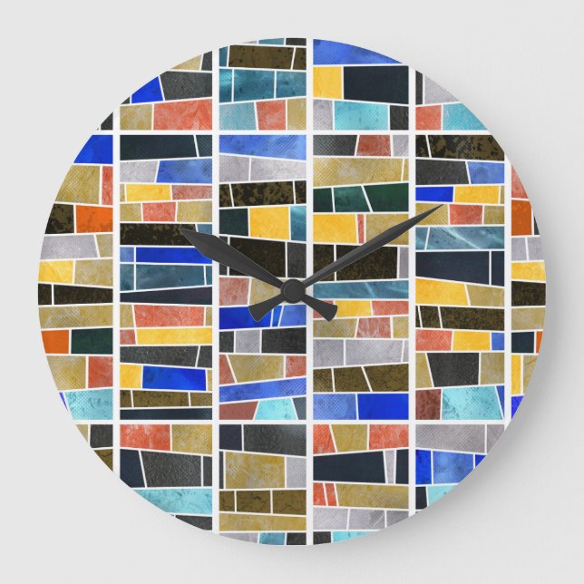 Reloj Redondo Grande mosaico de vidrio abstracto: textura de alta resol (Anverso)