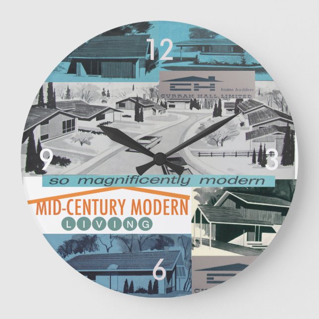 Reloj Redondo Grande ¡Mosaico moderno de los años 60 retro-licioso! (Anverso)