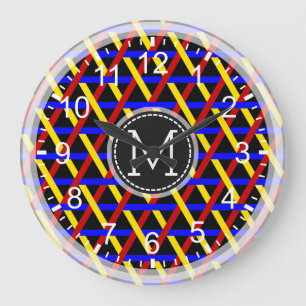Reloj Redondo Grande Mosaico Moderno Monograma #15