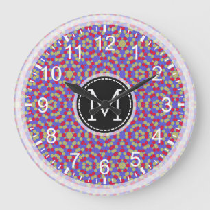 Reloj Redondo Grande Mosaico Moderno Monograma #16