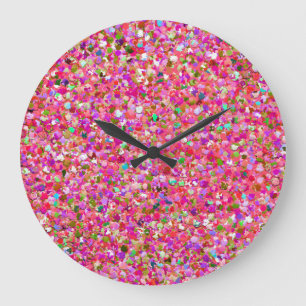 Reloj Redondo Grande Mosaico multicolor moderno Purpurina de rejilla #4