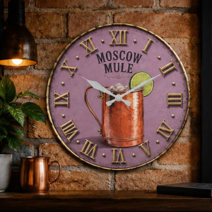 Reloj Redondo Grande Moscow Mule Copper Mug Cocktail Bar Decor