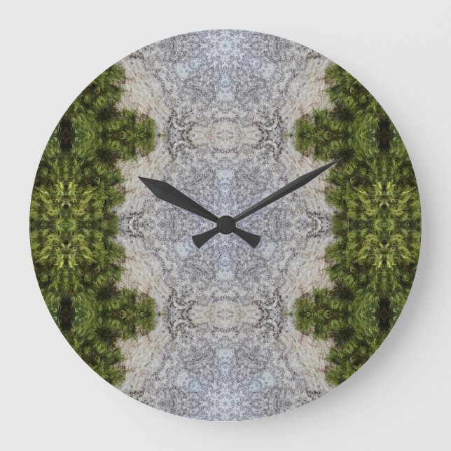 Reloj Redondo Grande Moss verdes y arte de la naturaleza terrestre (Anverso)