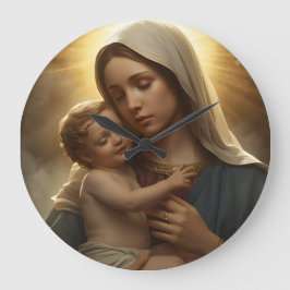 Reloj Redondo Grande Mother Mary and Baby Jesus Wall Clock