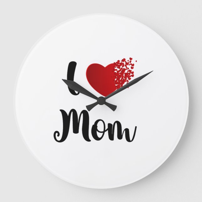 Reloj Redondo Grande Mother's Day I Love Mom Heart Explosion Gift  (Anverso)